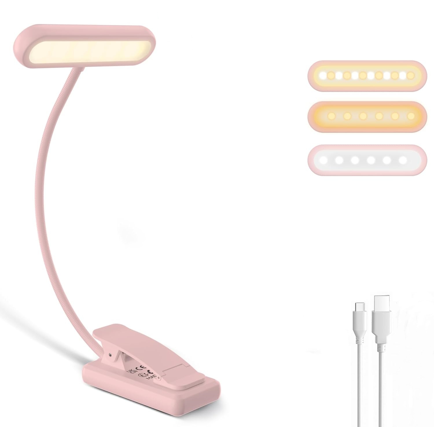 Desk Lamp - Okuma Lambası Kitap Kelepçesi Siyah/Beyaz/Pembe USB
