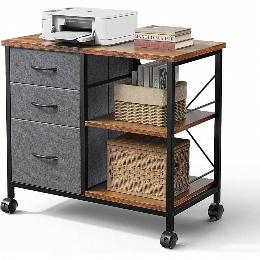 Printer Stand - Sweetcrispy 3 Katmanlı Mobil Dosya Dolabı,