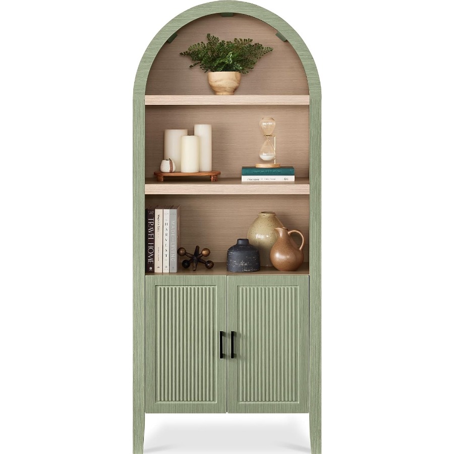 Bookshelf - 72 inç yüksekliğinde, kemerli tasarımlı, oluklu