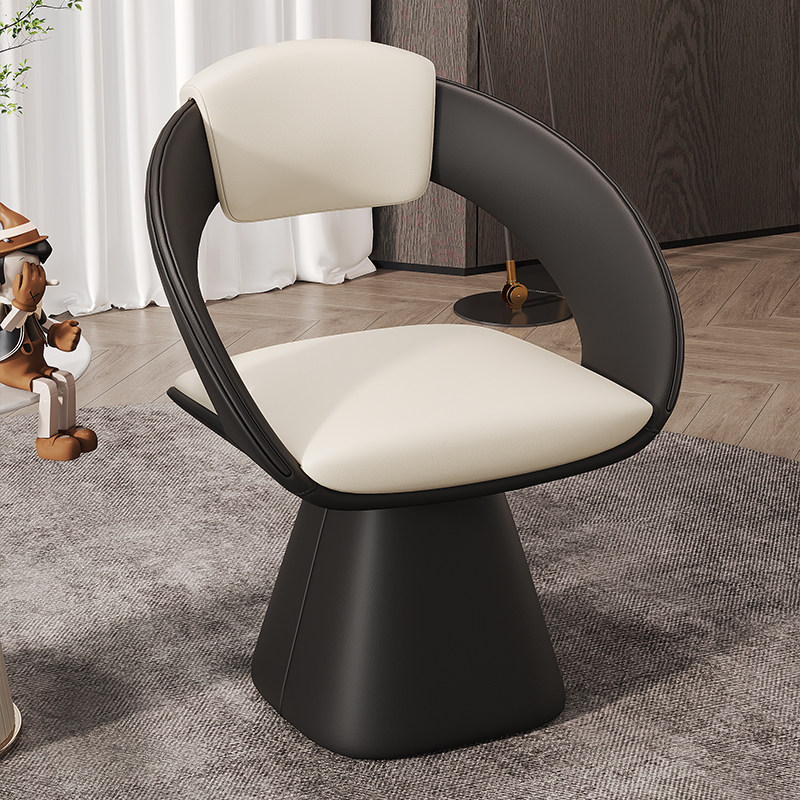 Office Stool - Lüks Ofis Makyaj Taburesi, Döner Ahşap