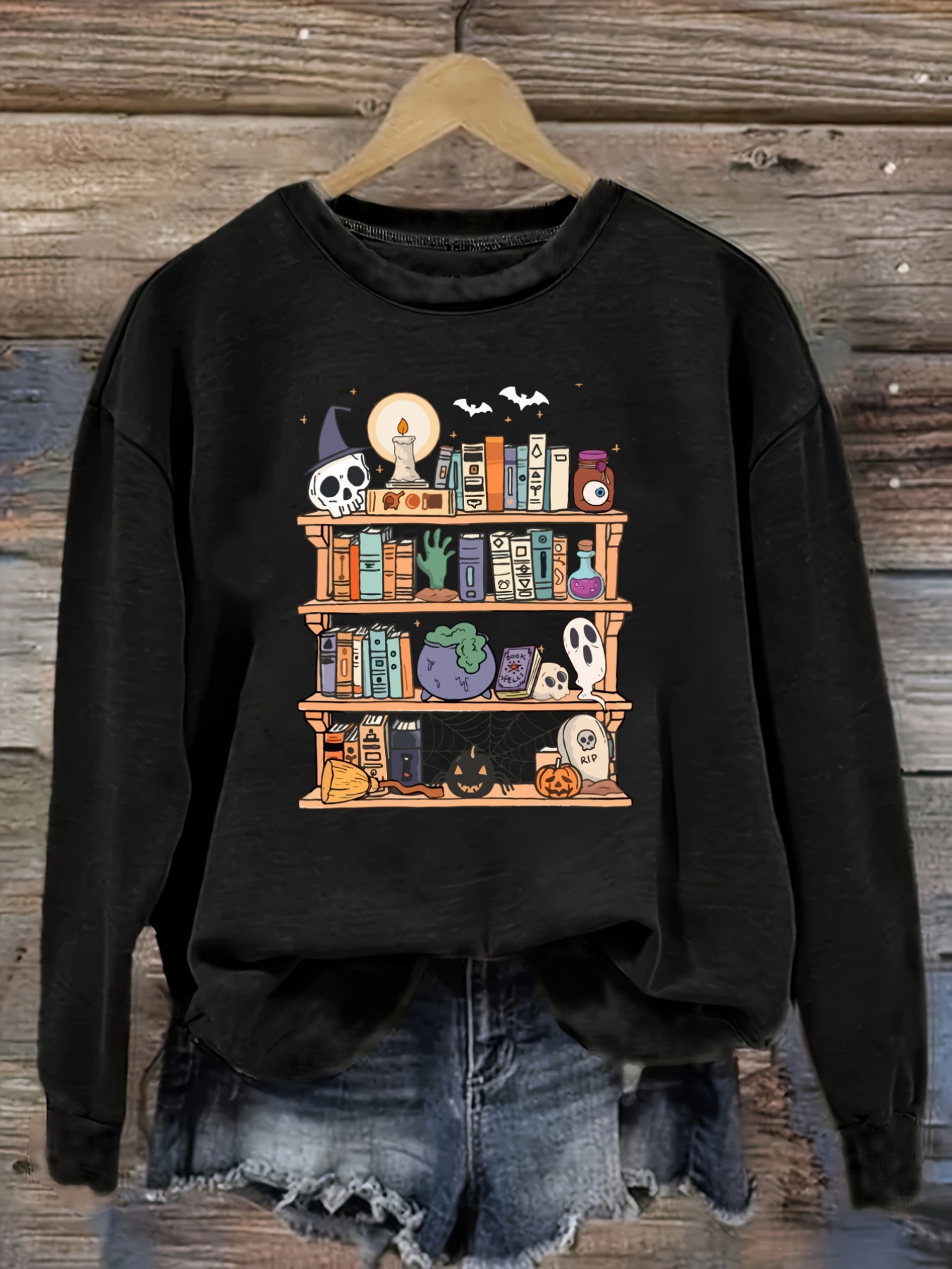 Bookshelf - Kadın Günlük Uzun Kollu Bisiklet Yaka