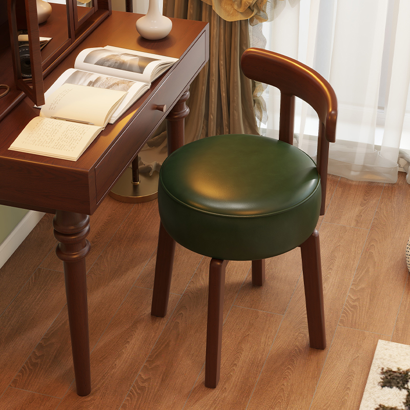 Office Chair Cushion - Masif ahşap döner makyaj koltuğu, deri