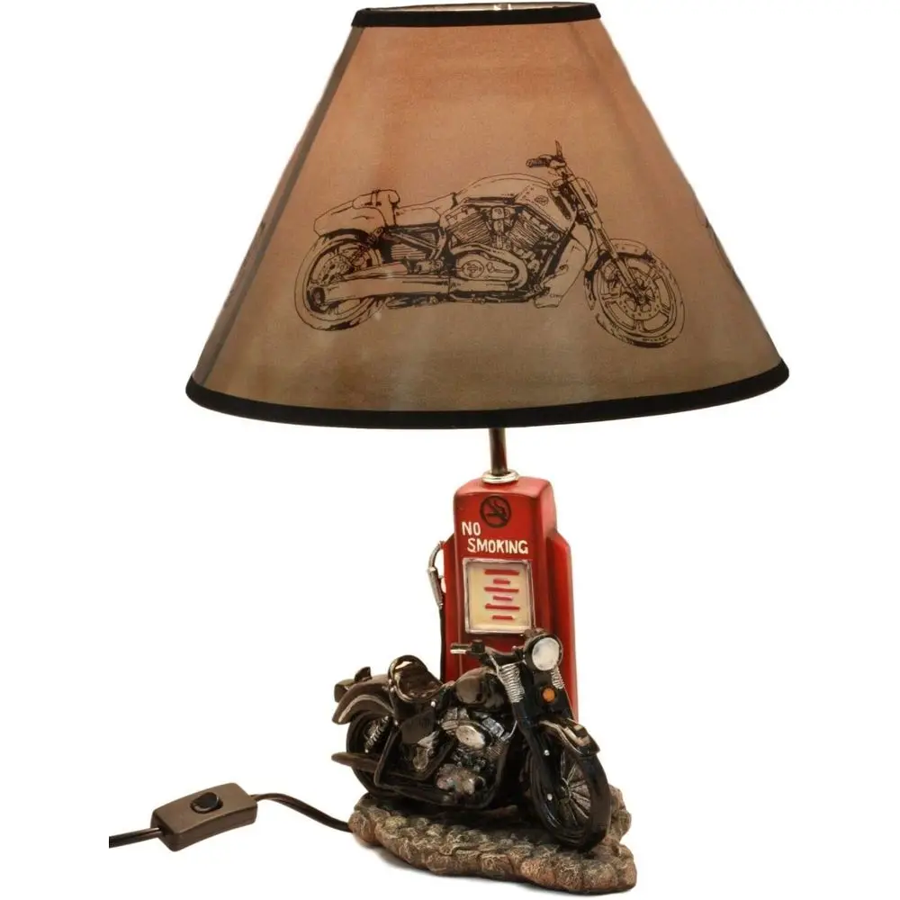 Desk Lamp - Vintage Retro Siyah Motosiklet Benzin Pompası
