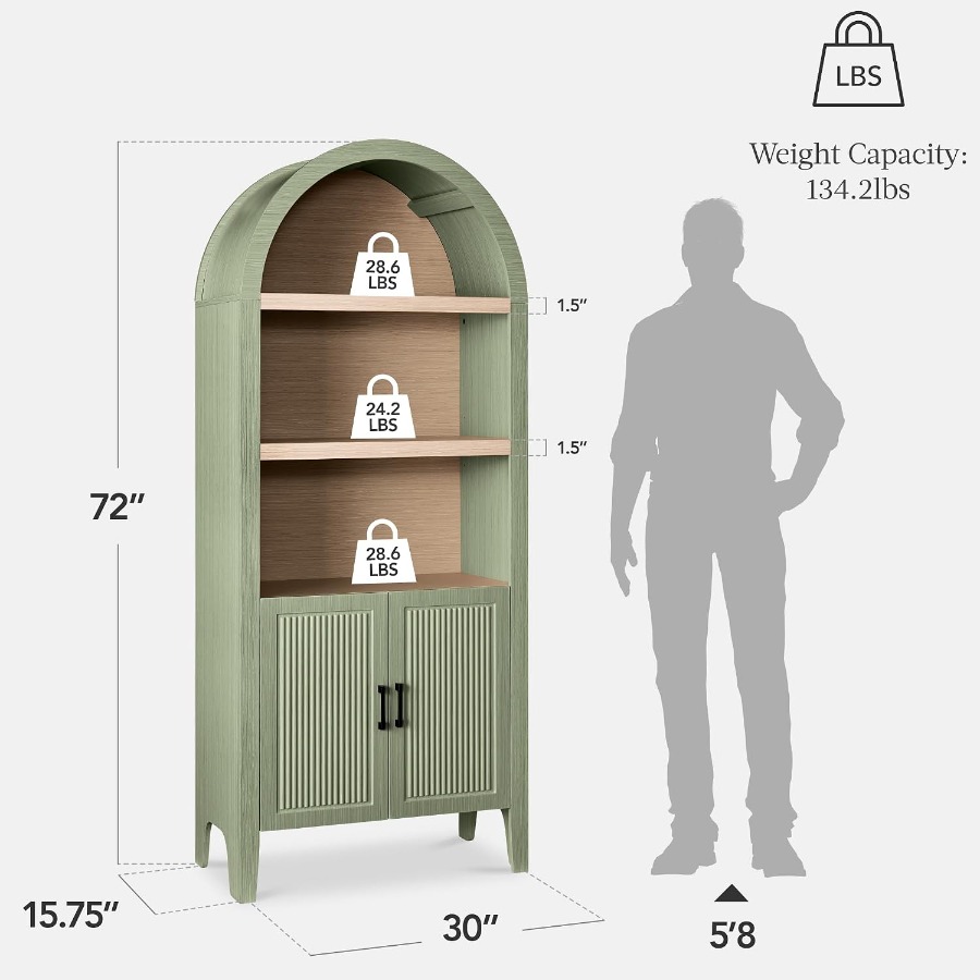 72 inç yüksekliğinde, kemerli  - Bookshelf incelemesi ve fiyatı