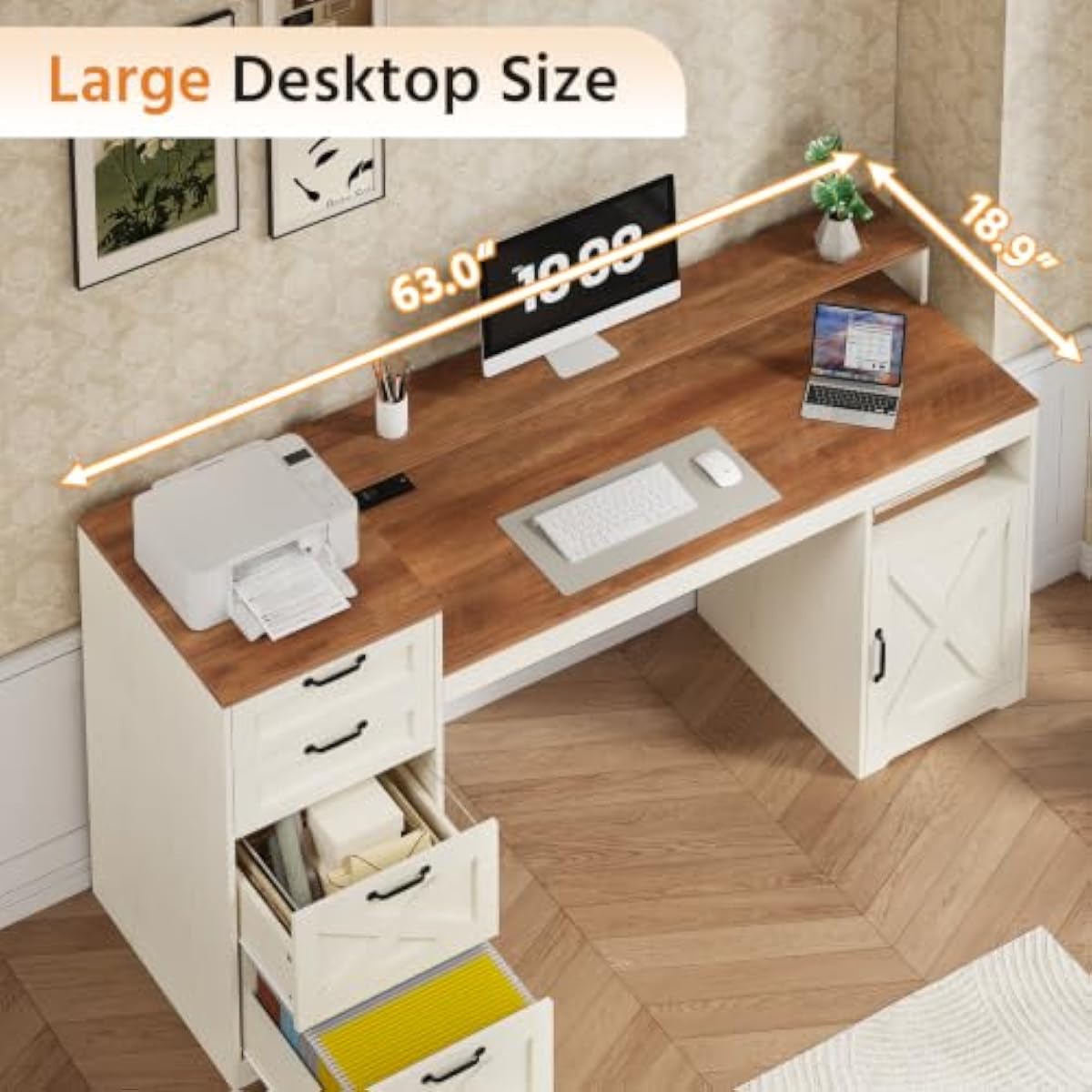 63 inç boyutunda, rustik beyaz - Printer Stand incelemesi ve fiyatı